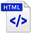 Blue and gray international HTML code icon