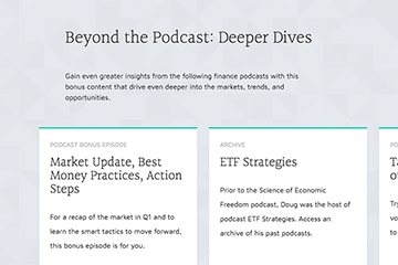 Zoomed in image of the podcast archive on the website developed by Fabcom.