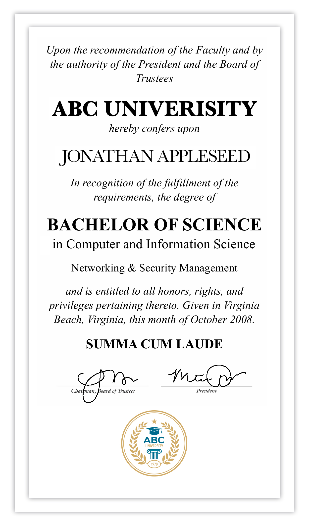 Email signature diploma