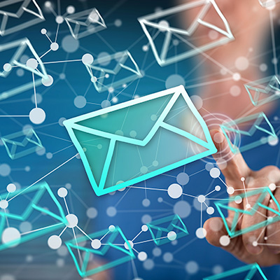Stock photo with floating email symbol