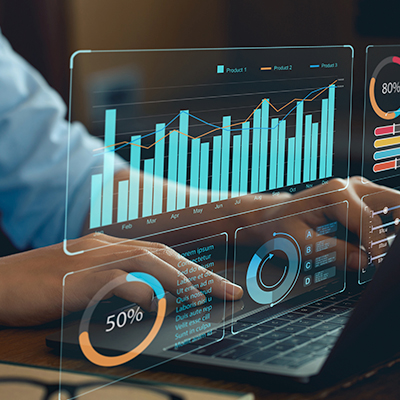 Another Stock computer photo with floating analytics