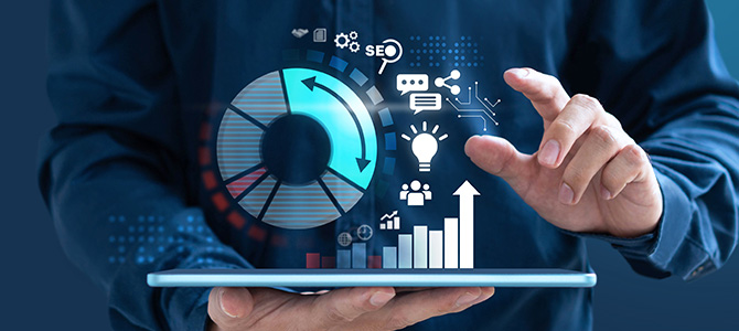 Data visuals and charts symbolizing comprehensive digital marketing and advertising services.