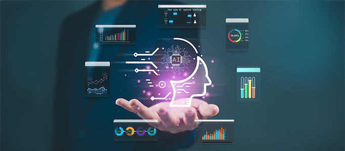 stock image of hand holding technology above it