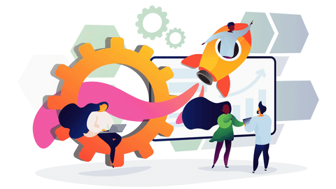 Gif showing cartoons working