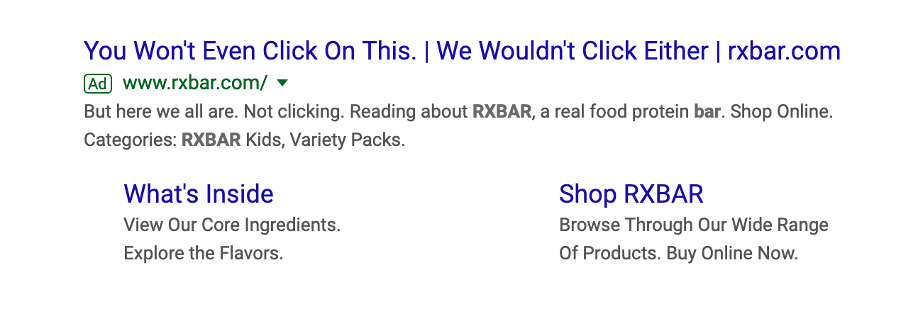 Google ad copy informed by postioning