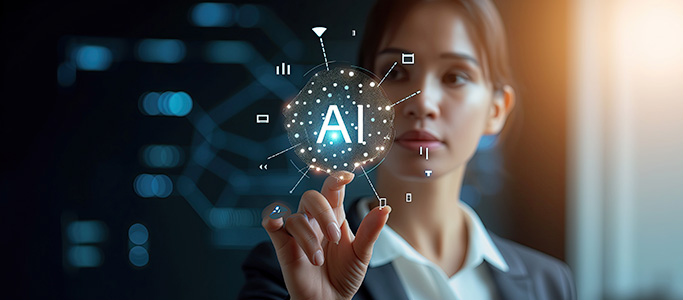 person touching screen with ai