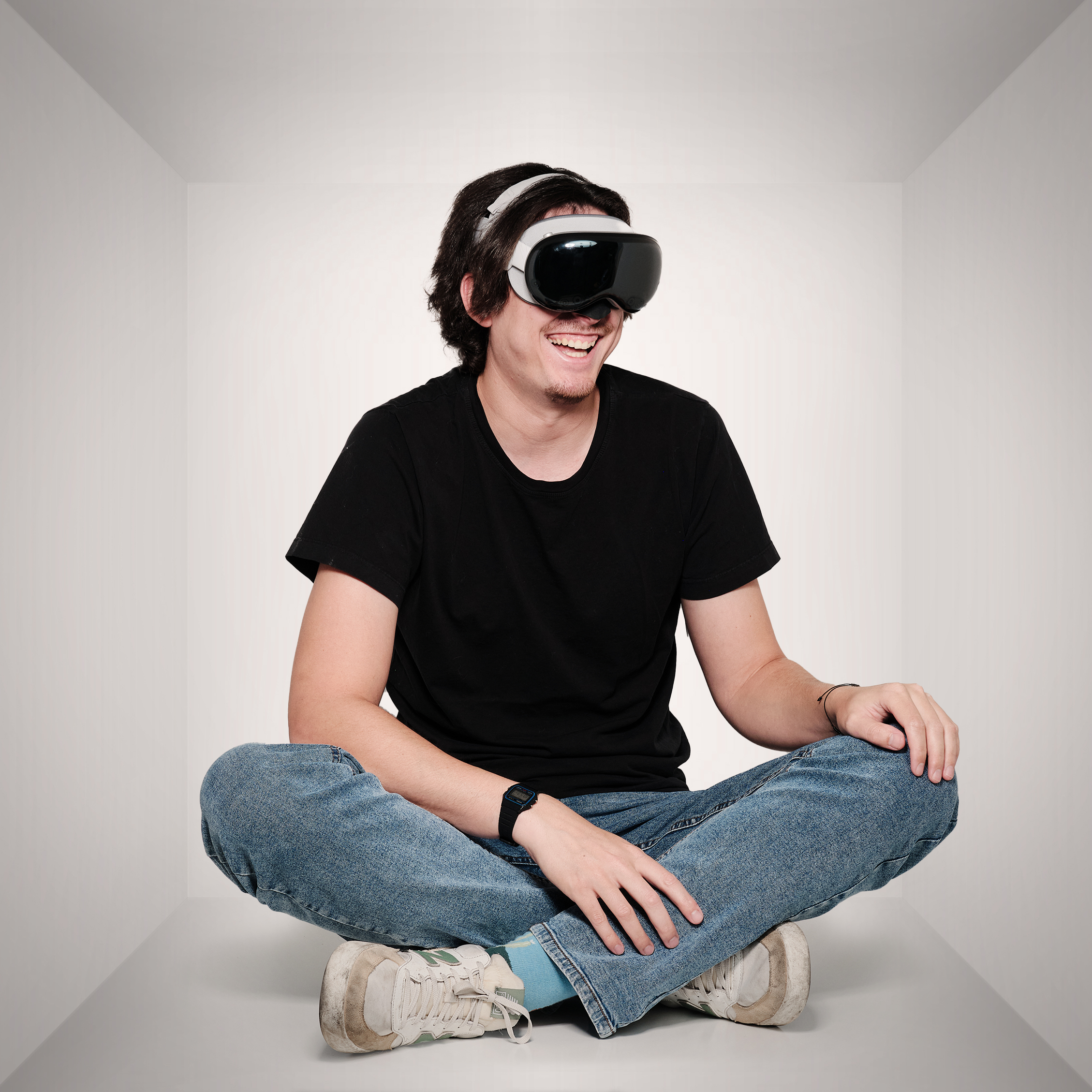 Aaron wearing the vision pro