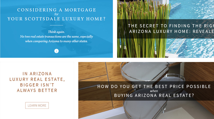Call-to-action web elements to educate luxury home buyers about Arizona dual agency law. 