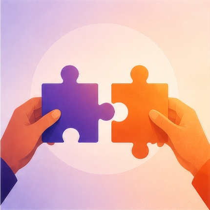 Puzzle pieces in a cartoon style