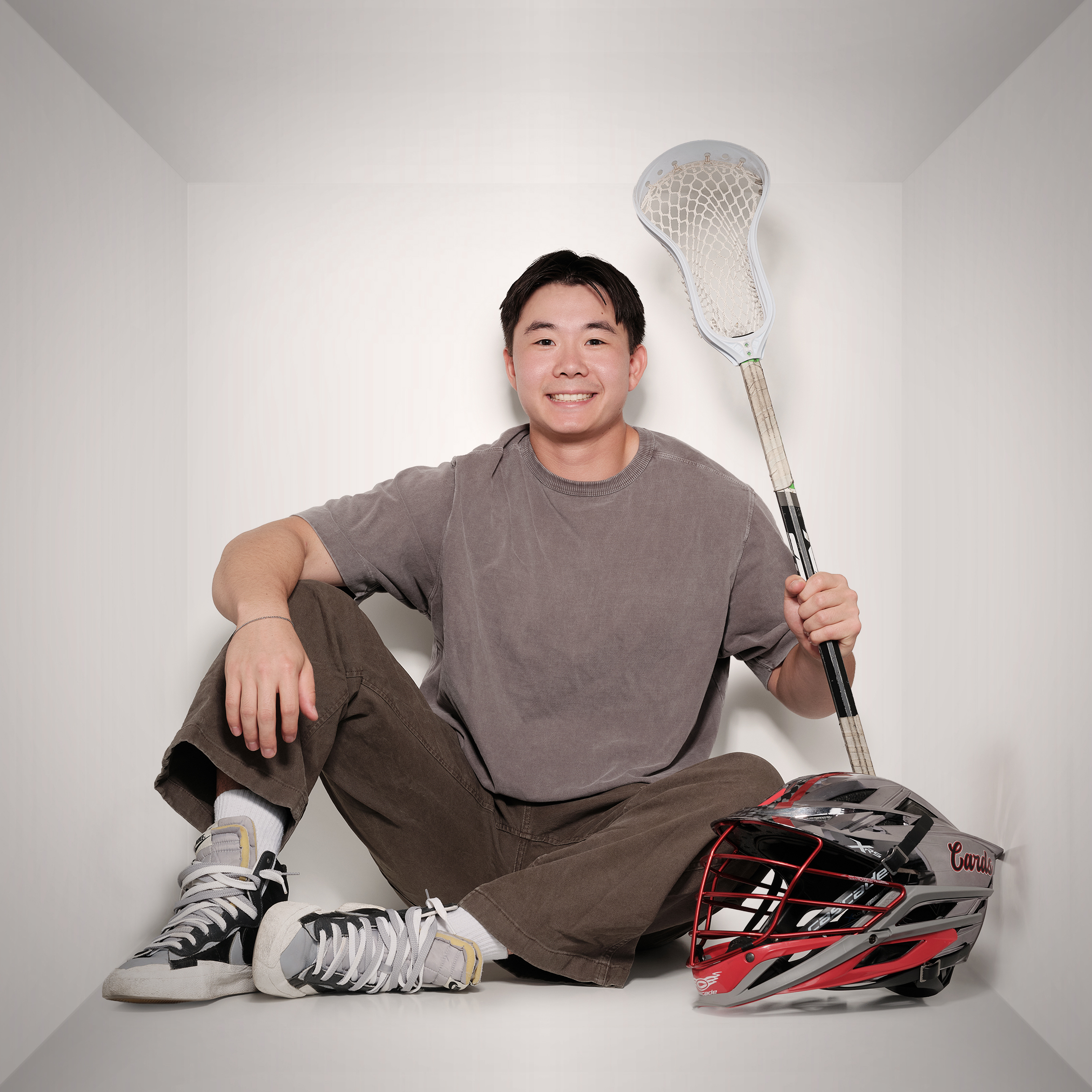 Dylan with his lacrosse gear
