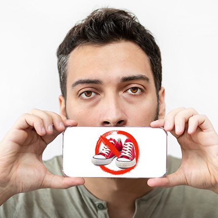 No shoes on a phone screen
