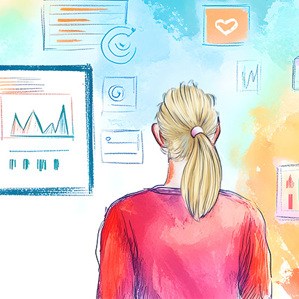 Animated water color of a copy writer