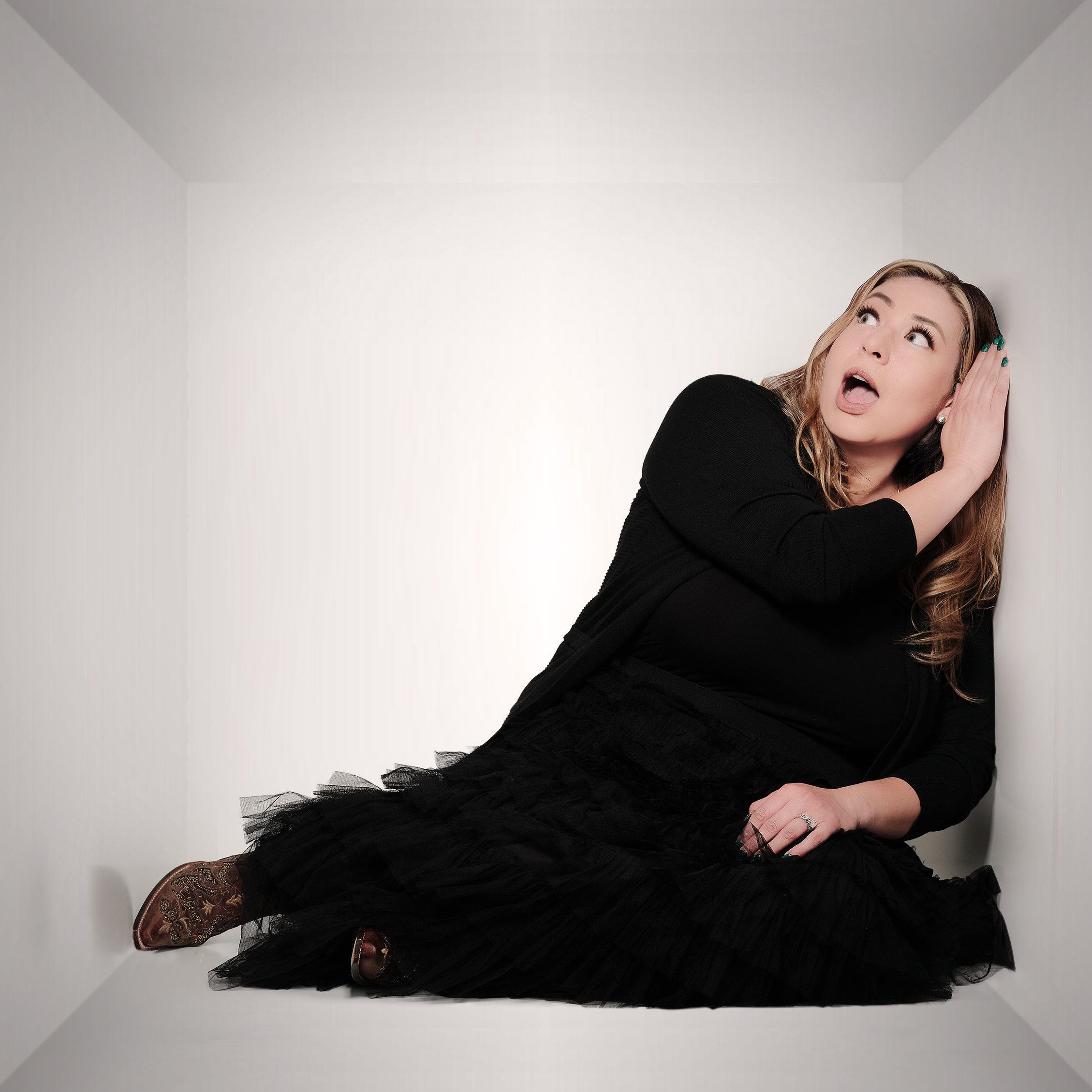 Monique listening to the wall