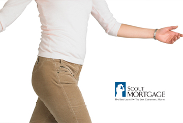 High-resolution zoomed-in image showing the lower half of a womens body walking that was devloped by FabCom for a mortgage company brand identity.