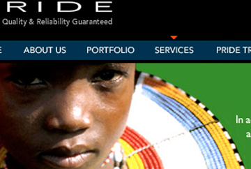 High-resolution zoomed-in image showing thoughtful detail of a web page FabCom developed. Page features the site navigation menu along with an image of a young boy in tribal clothing.