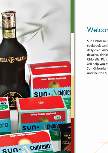 Sun Cuisine’s Sun Chlorella, a nutritional supplement, displayed in boxed containers.