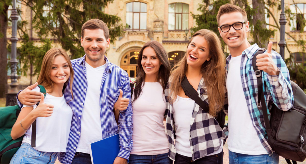 smiling university students