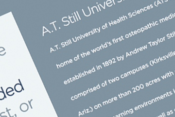 Zoomed in image of the content designed by Fabcom for A.T. Still University.