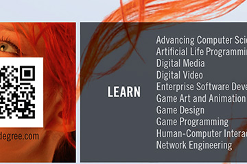 Close up of the text on print ad created by FabCom for the University of Advancing Technology 