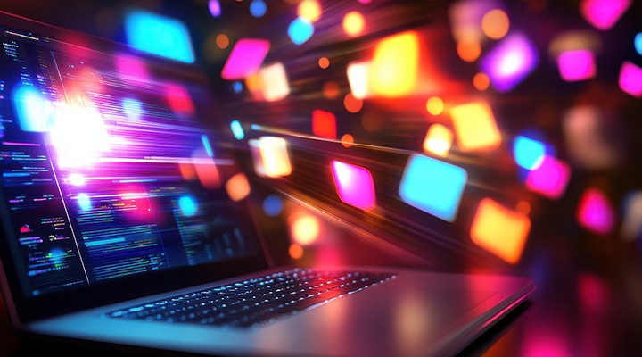 Computer spewing out colors in 3d
