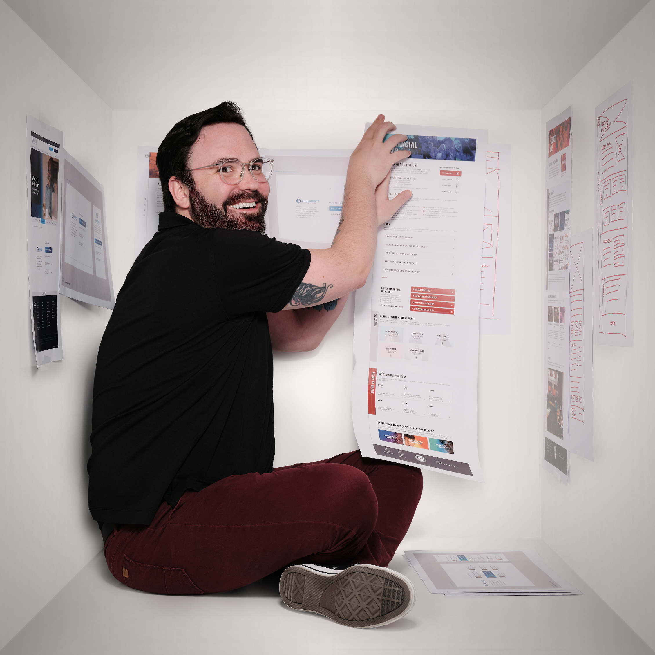 Trevor hanging up design files
