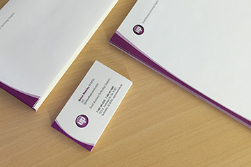 FabCom designed this complete corporate branding stationery and business card kit for an IT outsourcing company.