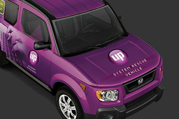 FabCom designed vehicle wrap graphics for an IT outsourcing company.