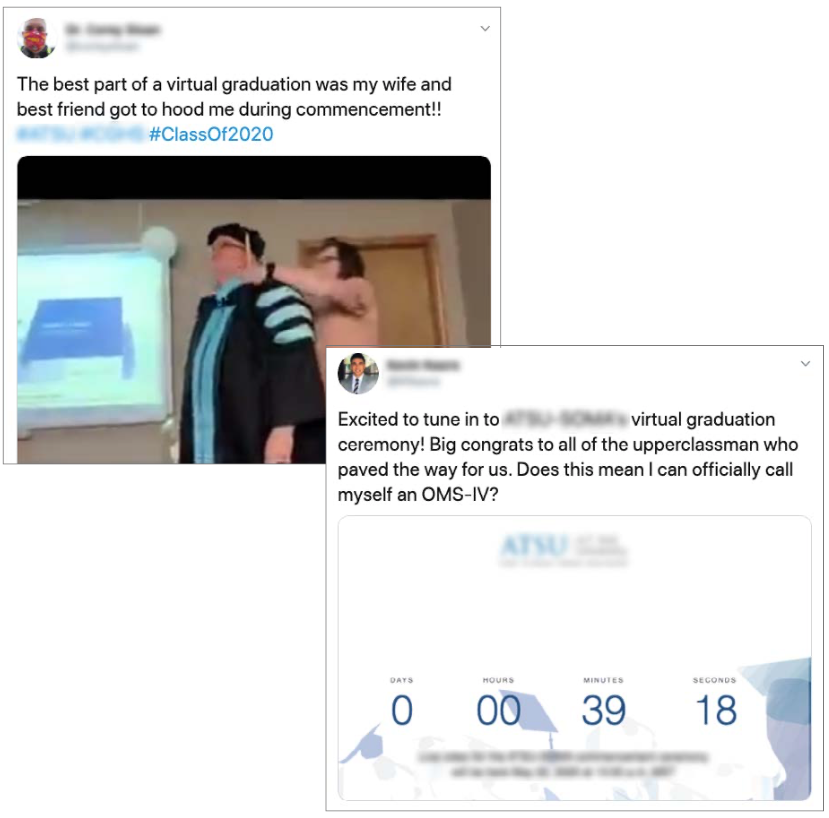 social posts from virtual grads