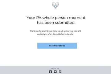 whole person healthcare microsite success message