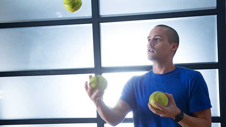 An apt metaphorical photo of Zach's ability to juggle multiple projects at once.